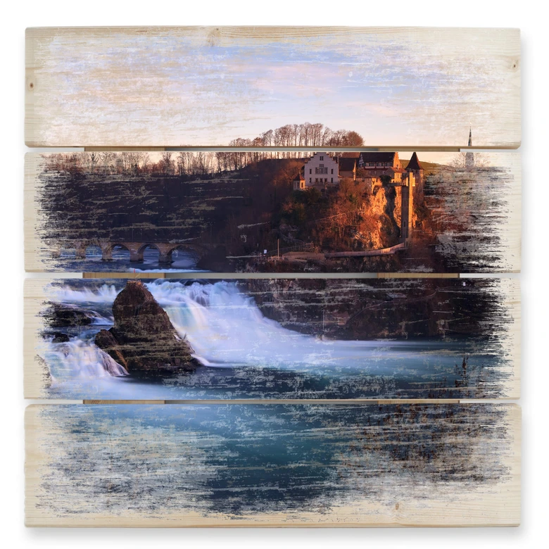 Holzbild Rheinfall - 40x41,5 cm 