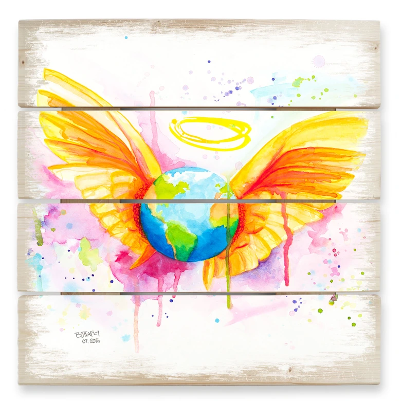 Holzbild Buttafly - Angel - 40x41,5 cm 