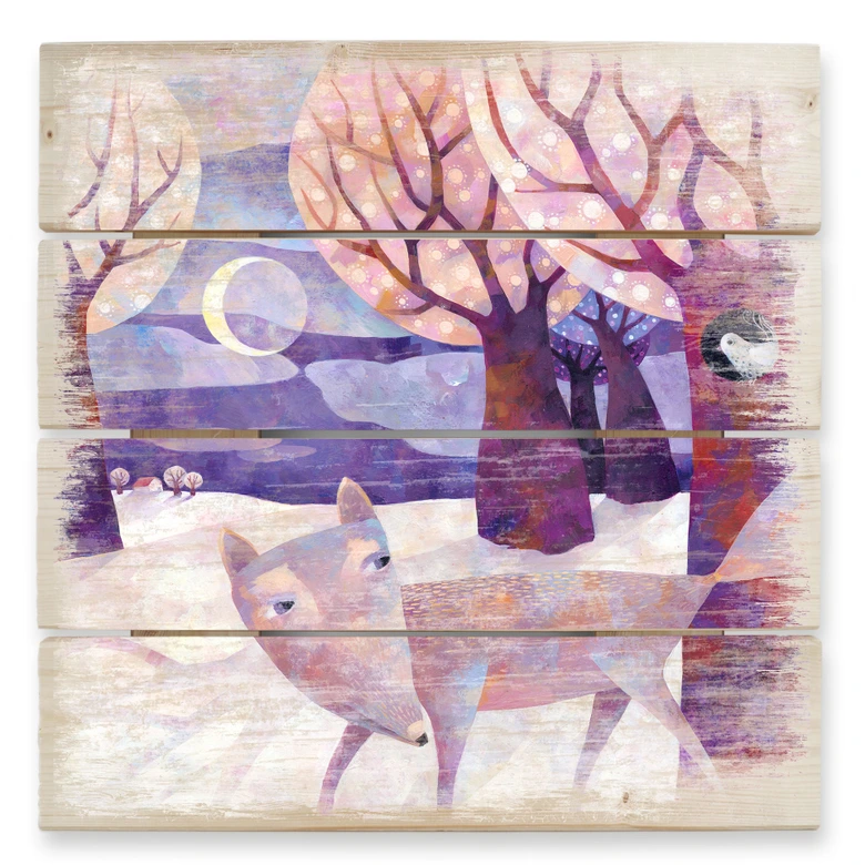 Cuadro de madera Blanz - Bosque de invierno - 40x41,5 cm 