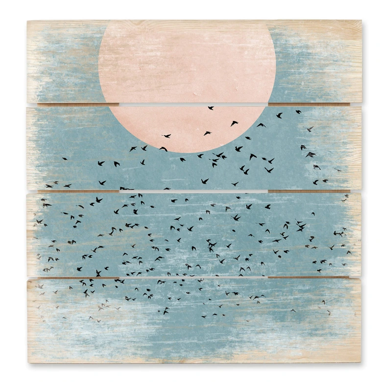 Holzbild Kubistika - Mondschein - 40x41,5 cm 