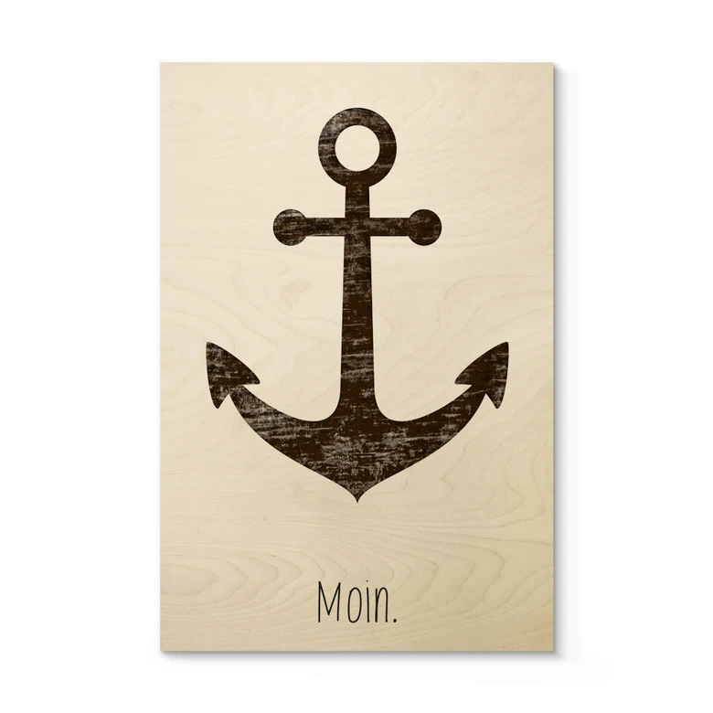Holzbild Moin mit Anker - Shabby 