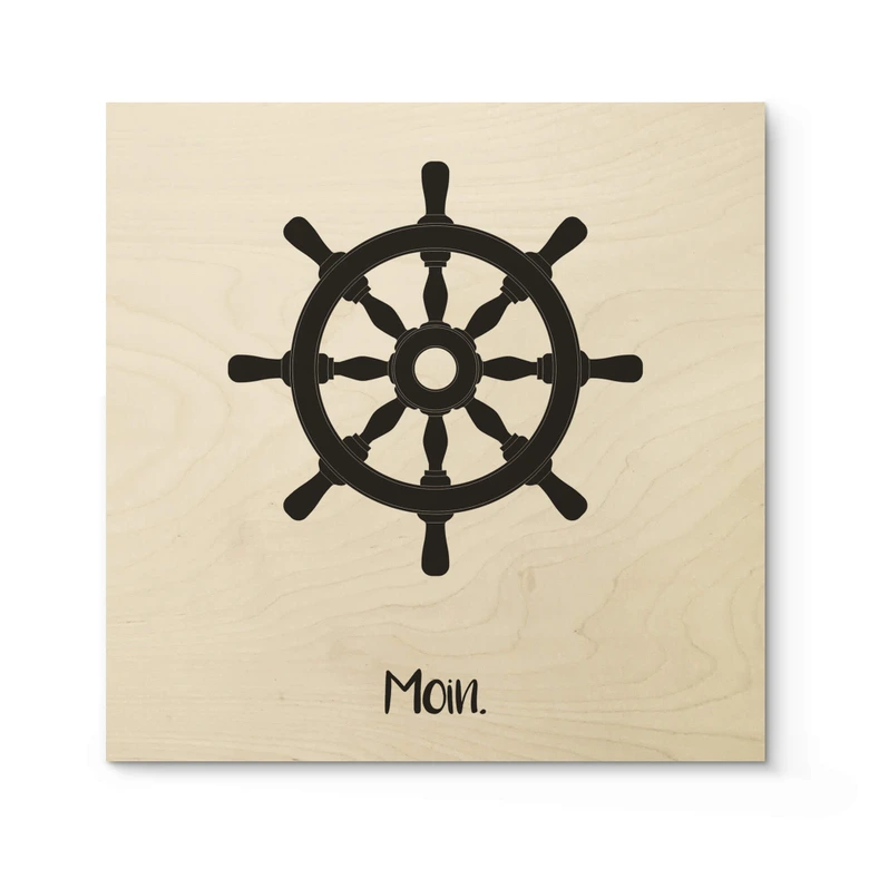 Holzbild Moin mit Steuerrad - Quadratisch 