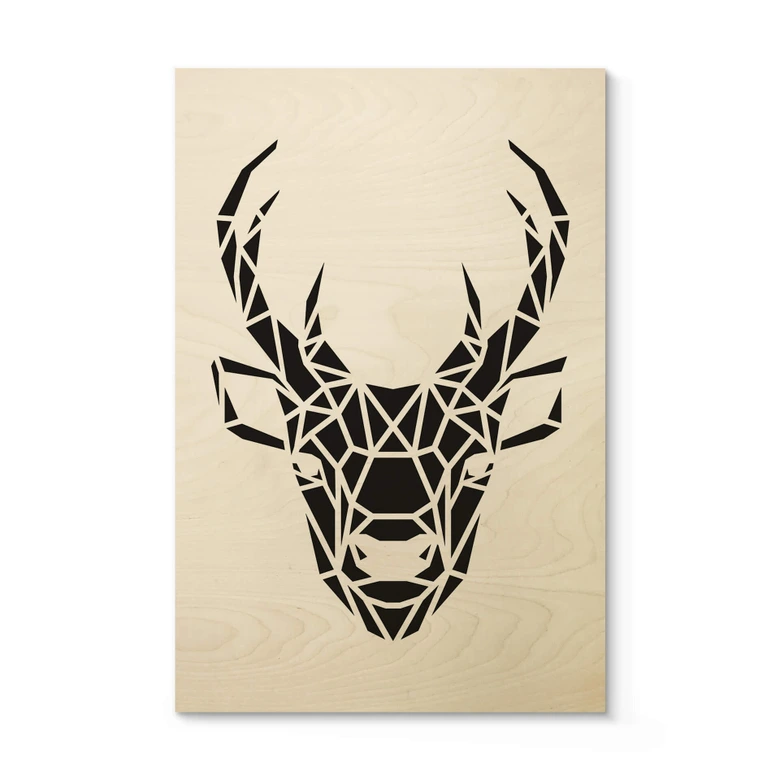 Origami hjorthuvud Trätavla 