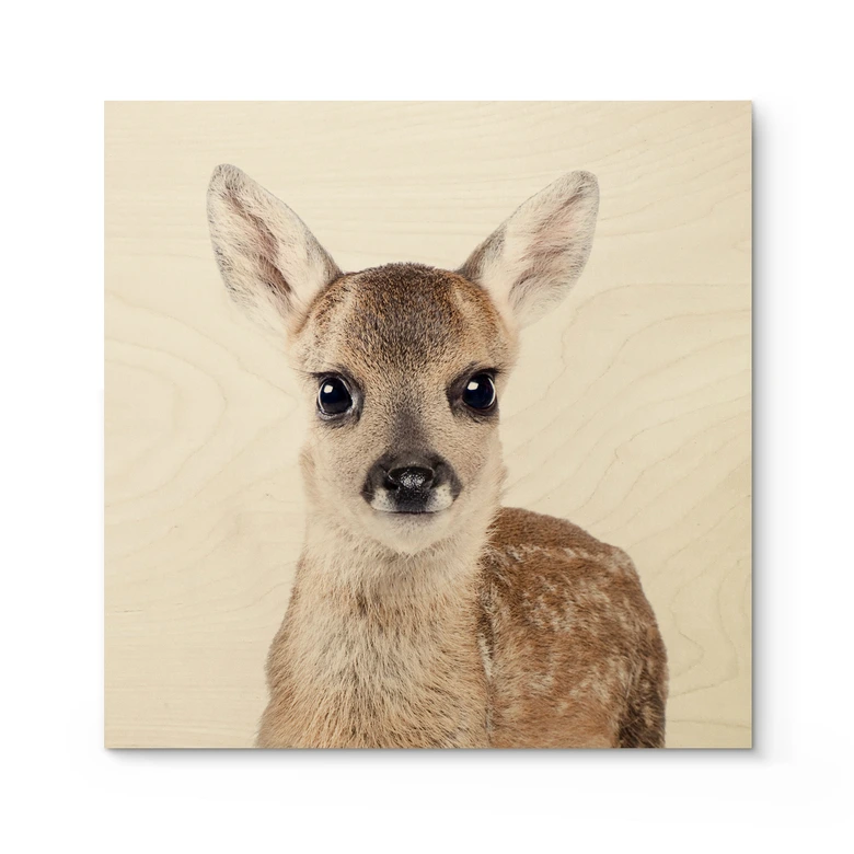 Holzbild Rehkitz - Quadratisch - Sisi & Seb 