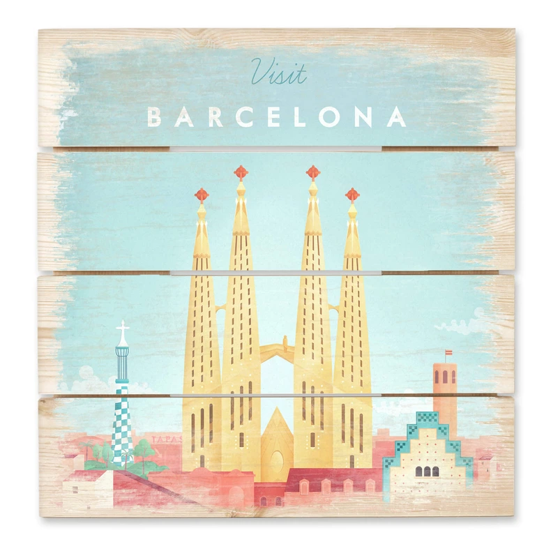 Holzbild Rivers - Barcelona - 40x41,5 cm 