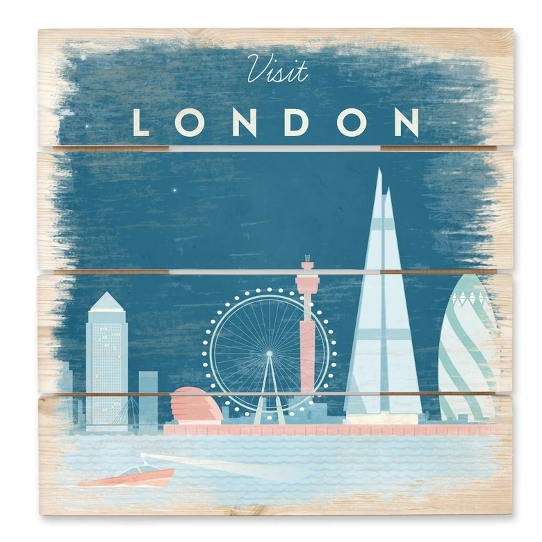 Holzbild Rivers - London - 40x41,5 cm 