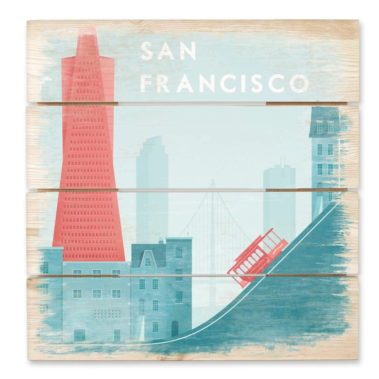 Holzbild Rivers - San Francisco - 40x41,5 cm 