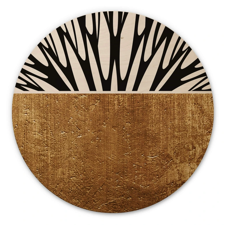 Tableau sur bois Kubistika - Arbre de vie - Or - Rond 
