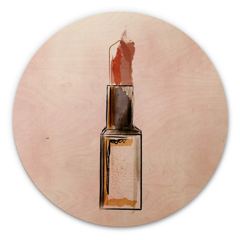 Holzbild Kubistika - Lippenstift - Rund 