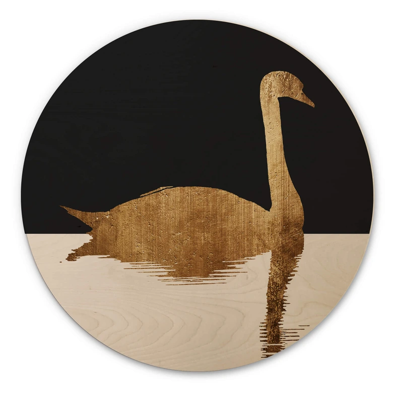 Tableau sur bois Kubistika - Le lac des cygnes en demi-lune - Rond 