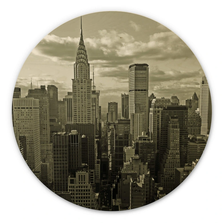 Cuadro de madera Manhattan 2 - Redondo 