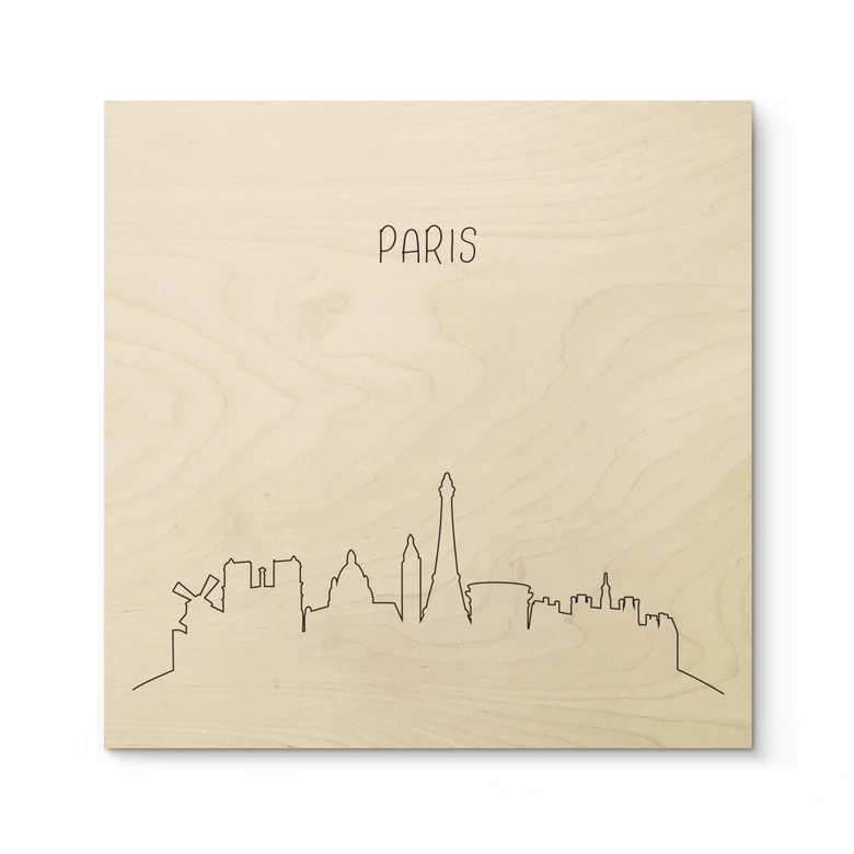 Plakat drewniany Skyline Paris Outline 