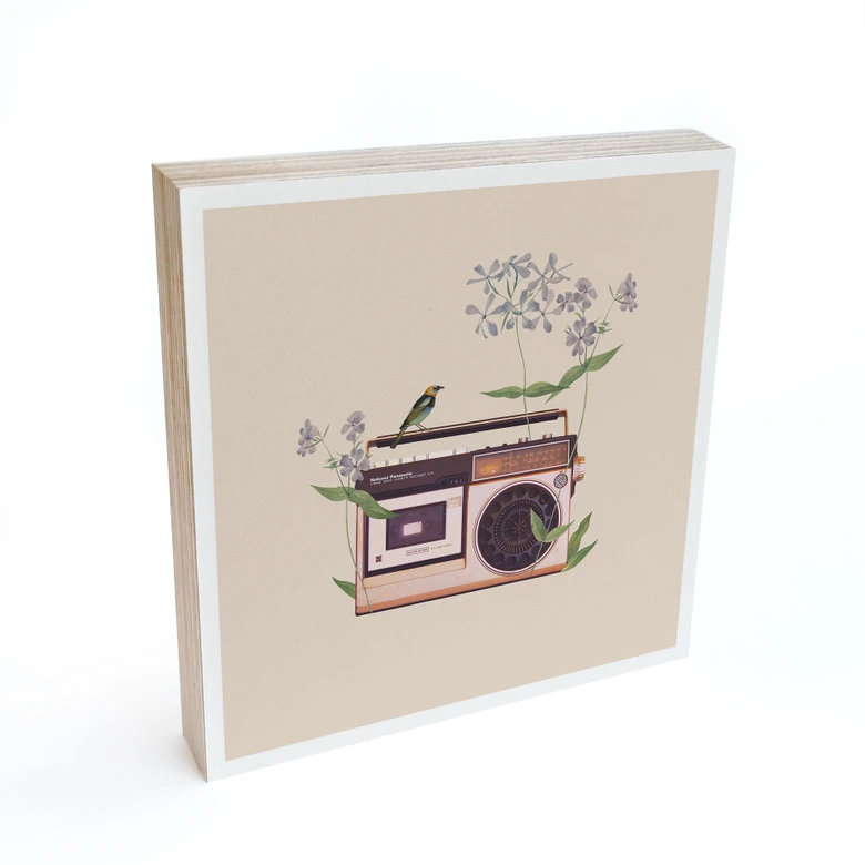 Holzbild zum Hinstellen - Retro Radio floral - Frida Floral Studio - 15x15 cm 