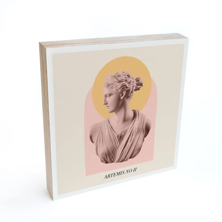 Holzbild zum Hinstellen - Statue der Göttin Artemis - Grace Digital Art - 15x15 cm 