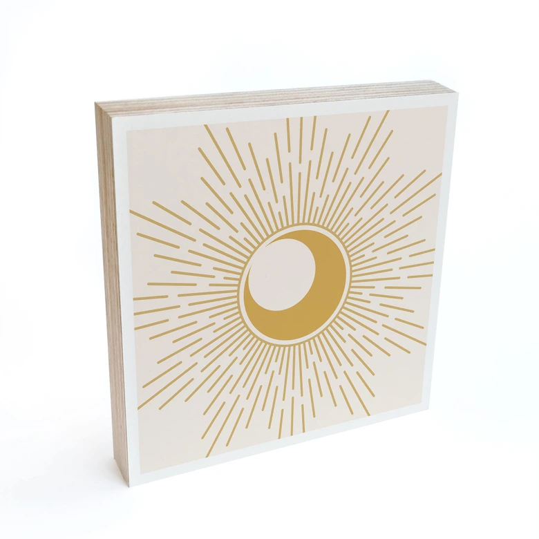 Billede af træ til at sætte op - Gyldne solstråler - KsanaKalpa - 15x15 cm 