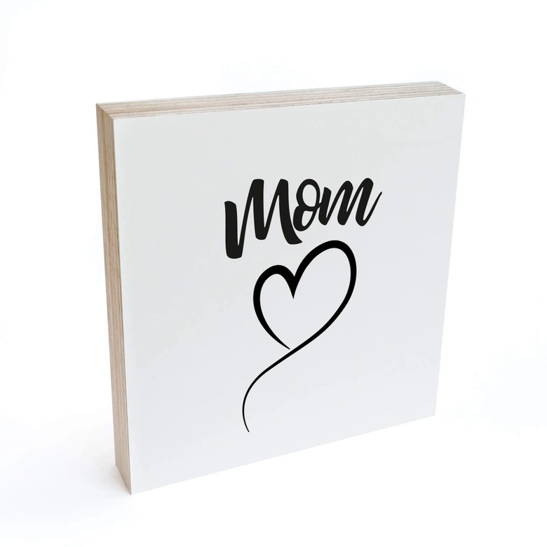 Tableau sur bois à poser - Maman Coeur - 15x15 cm 
