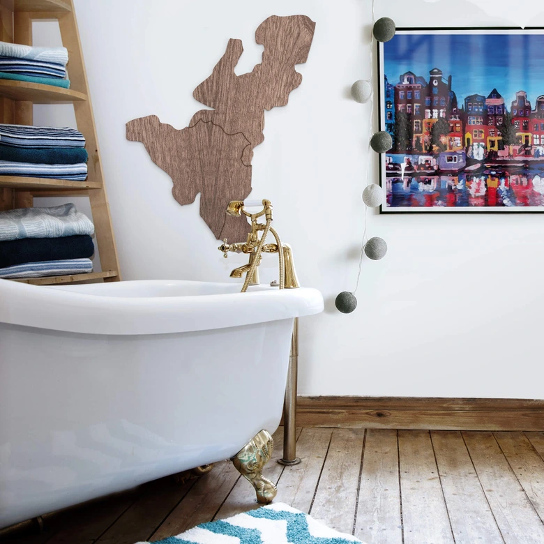 Holzkunst Mahagoni Furnier - Karte Benelux 