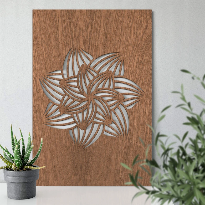 Dekobild Mahagoni - Mandala Blume 