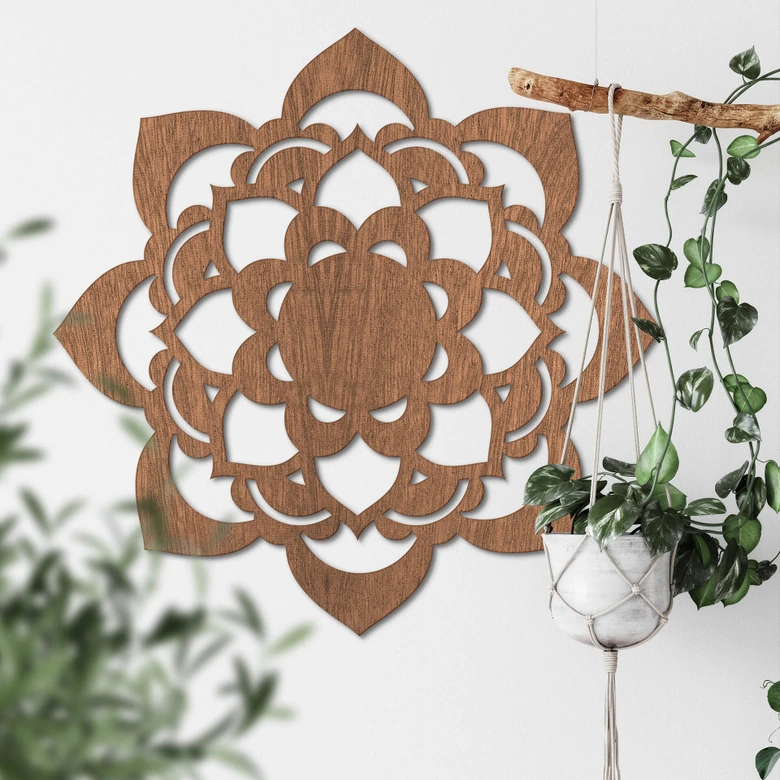 Holzdeko Mahagoni - Mandala Lotus 