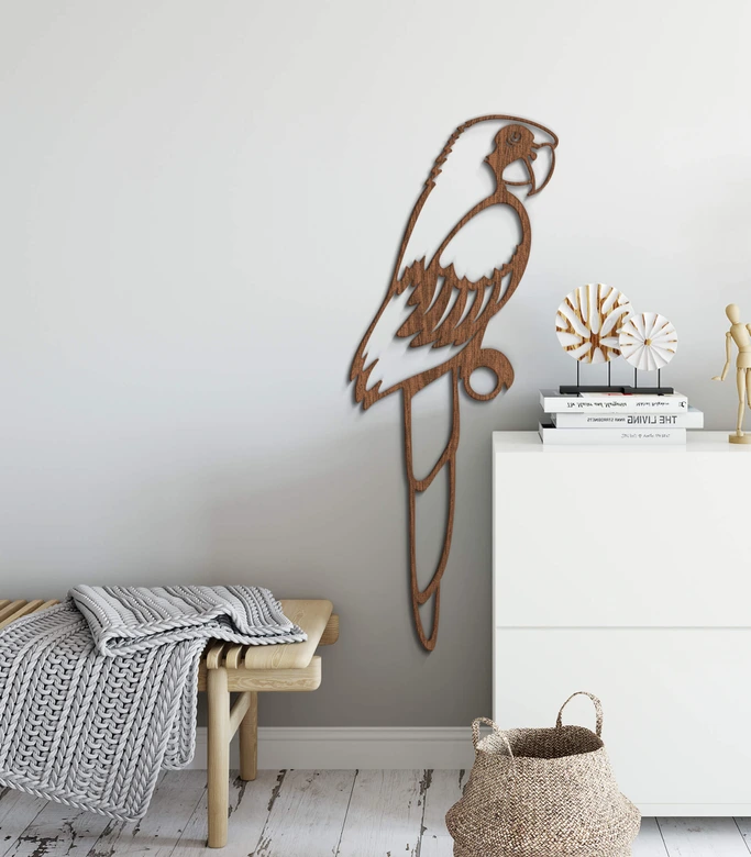 Holzkunst Mahagoni - Papagei 