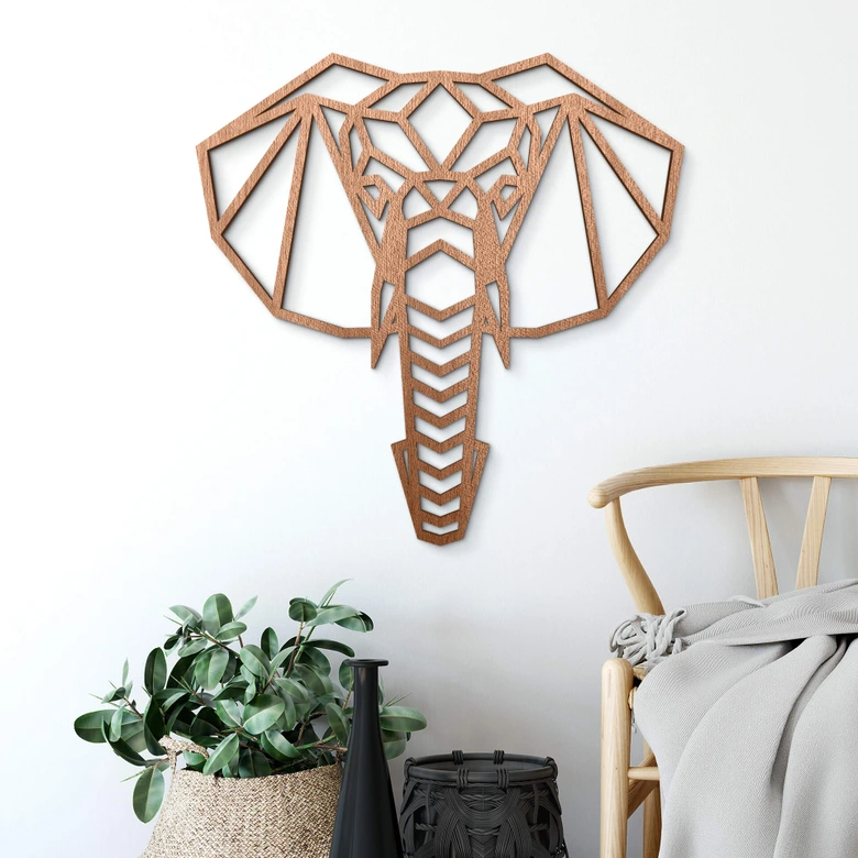Trækunst Mahogni - Origami - Elefanthoved 