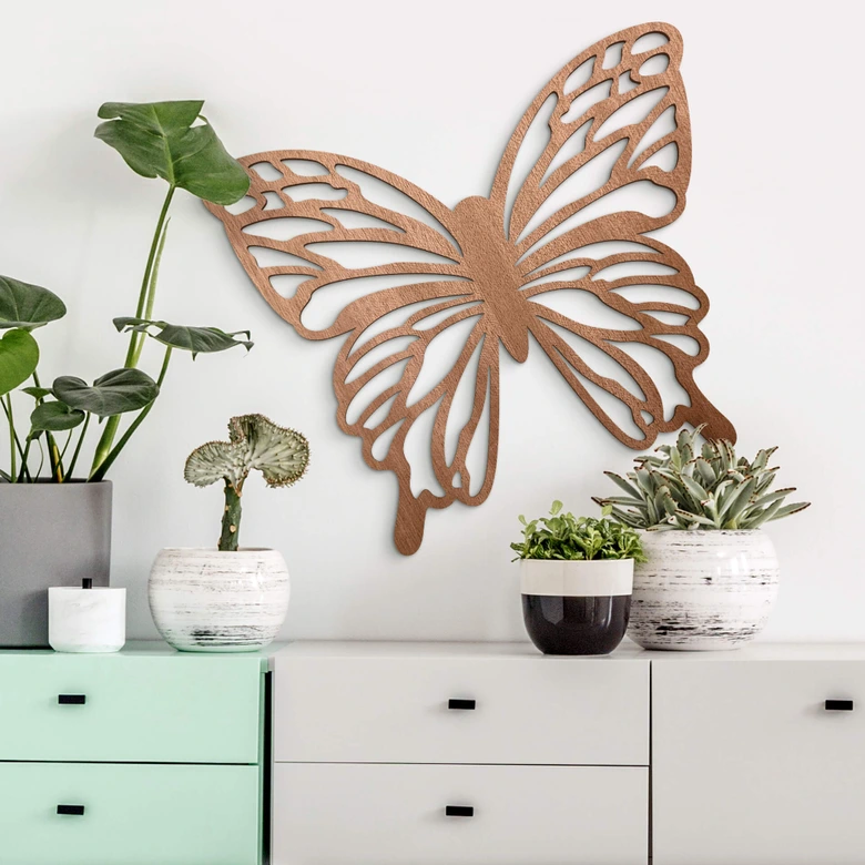 Väggdekorationer i trä mahogny - Fjäril Isabella 