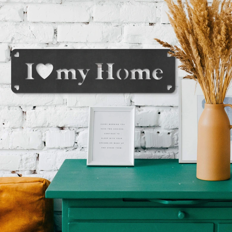 MDF - Holzdeko I love my home 