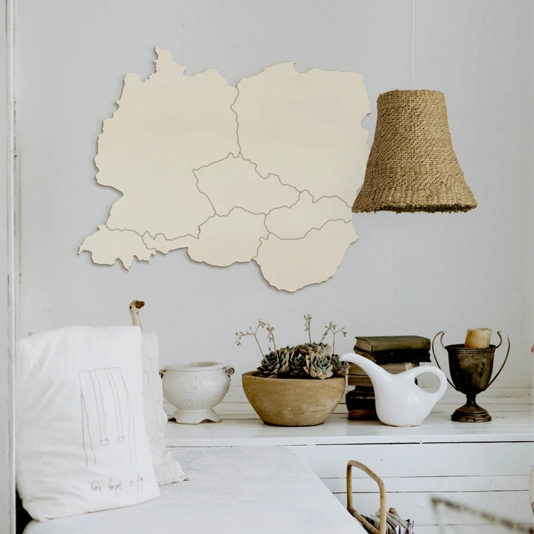 Chapa de álamo Wood Art - Mapa de Europa Central 