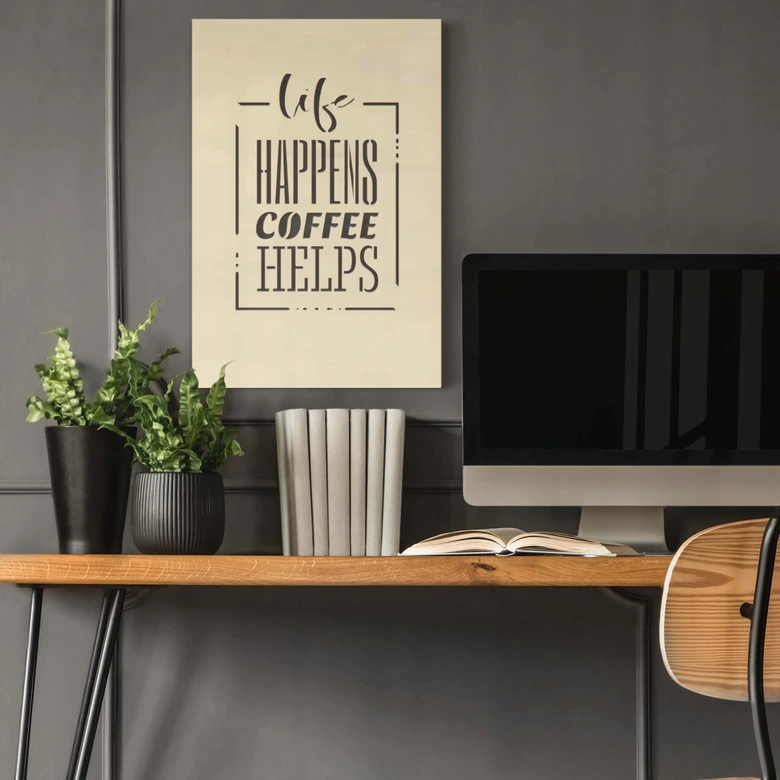 Dekobild Pappel - Life happens coffee helps 