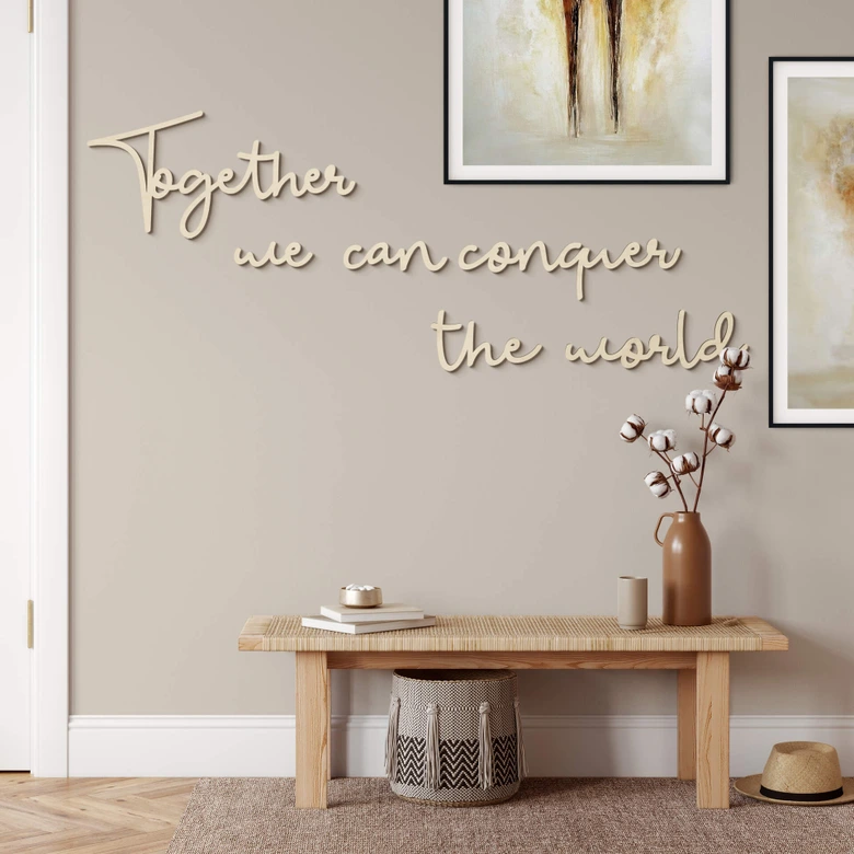 Holzbuchstaben Pappel - Together we can conquer the world (6-teilig) 