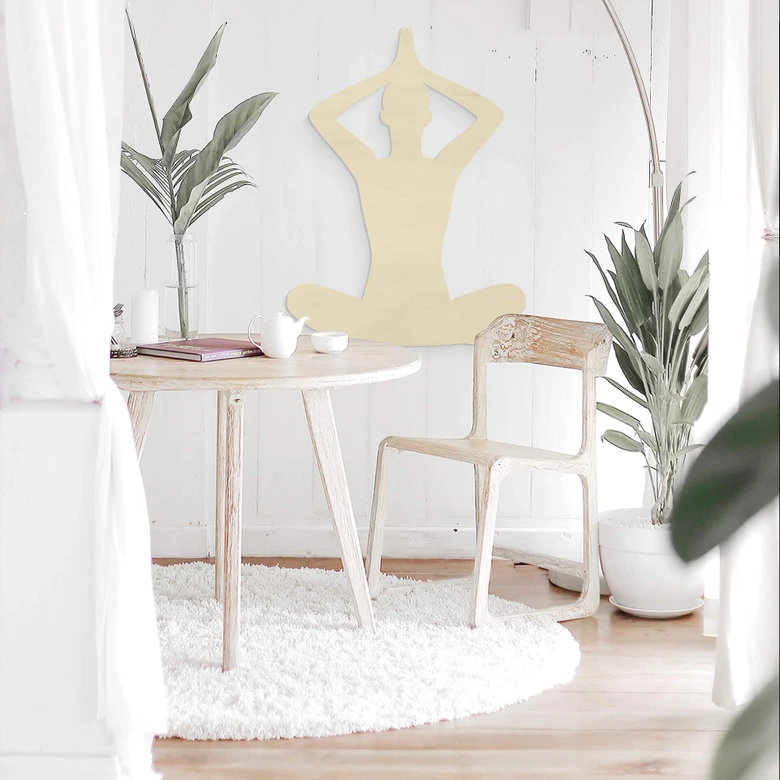 Wanddecoratie Populierenhout Yoga Pose 02 