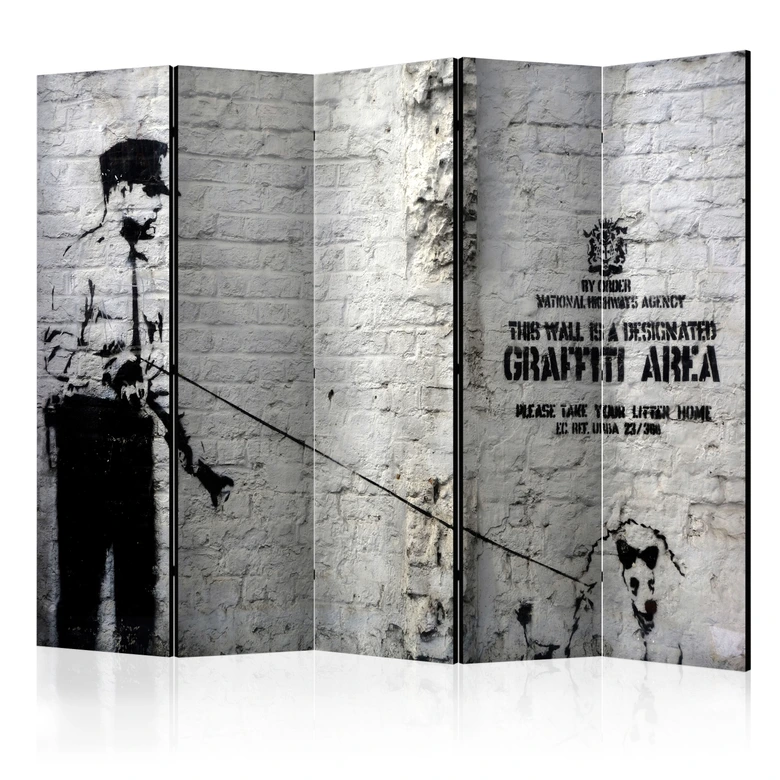 Skærm til rumdeling - Graffiti zone, 5-delt - 225x172 cm 