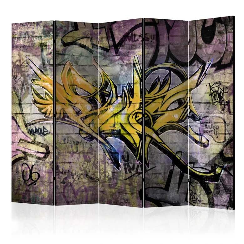 Paravent, Raumteiler freistehend, Trennwand - Graffiti - Mural Expression , 5-teilig - 225x172 cm 