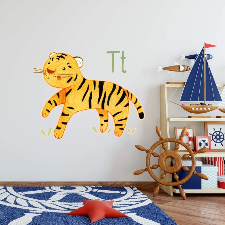 Sticker mural Loske - T comme Tigre 