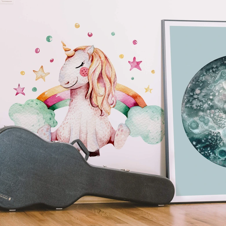 Adesivo murale Kvilis - Unicorno arcobaleno 