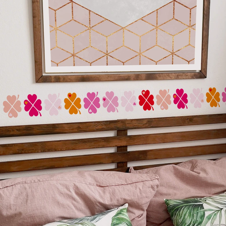 Wandtattoo byGraziela - Bordüre Kleeblatt pink - 120x25 cm 
