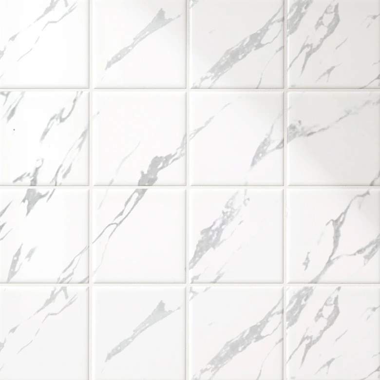 Tile stickers marble look, white-grey - Furniture foil, kitchen splashback, bathroom foil 