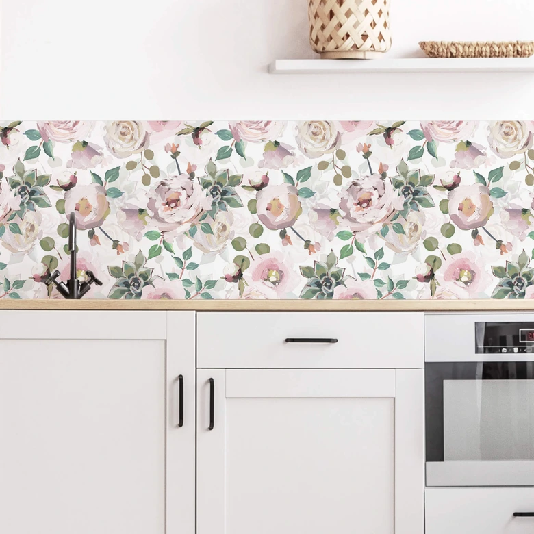 Küchenrückwand UN Designs - Blumen im Gemälde Stil 