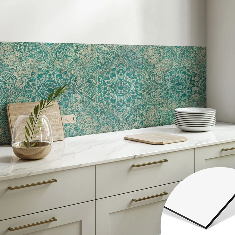 Küchenrückwand Mandala Boho Gold-grün - Bloomery Decor 