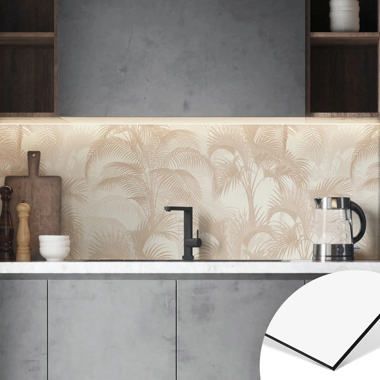 Küchenrückwand Palmen im Dschungel Beige - Bloomery Decor 