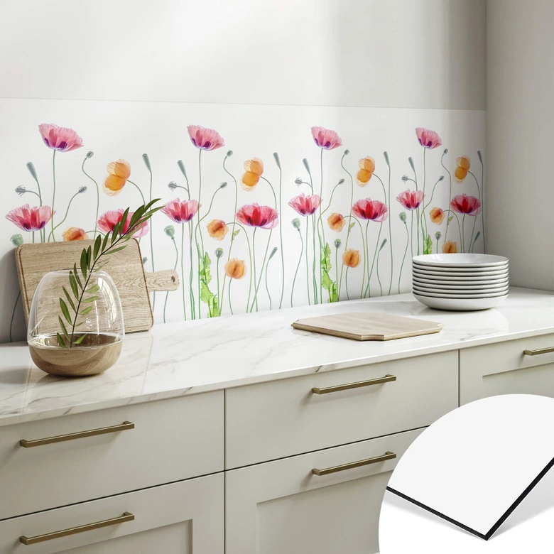 Küchenrückwand Blumen - Bunte Mohnblumen - Disher 