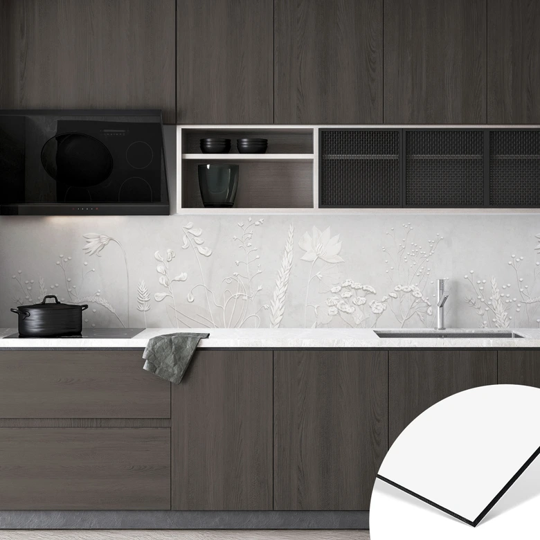 Küchenrückwand Pflanzen in Weiß im modernen Design - Ms Tiff 