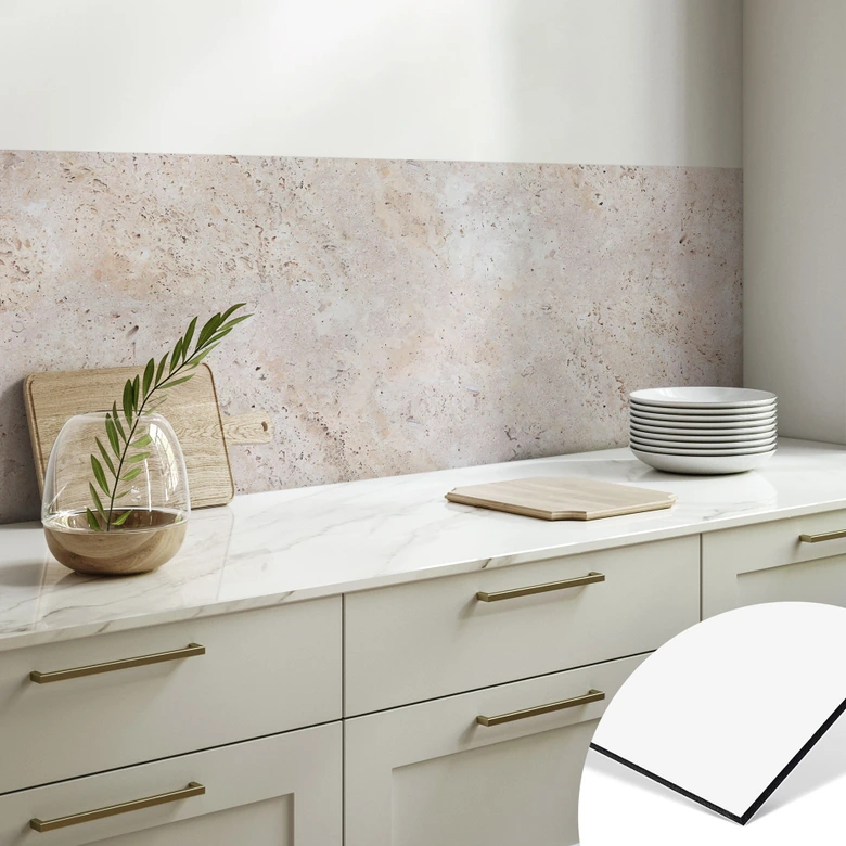 Küchenrückwand Textur einer beigen Steinmauer - Pictufy Studio 