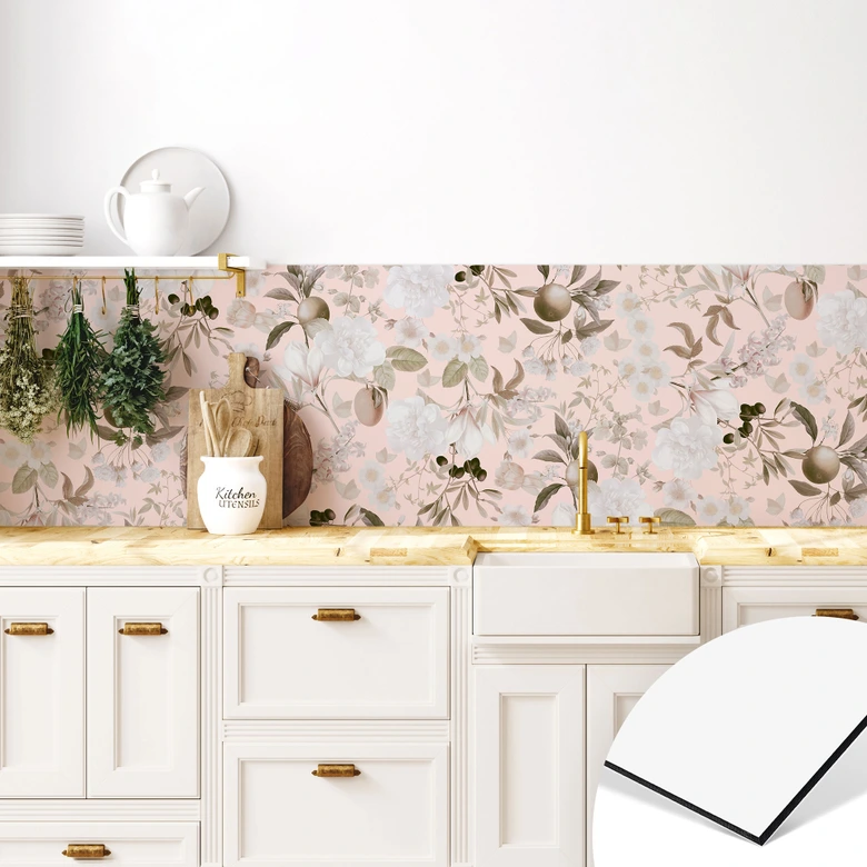 Küchenrückwand Boho-Illustration mit Blumen und Früchten - UN Designs 