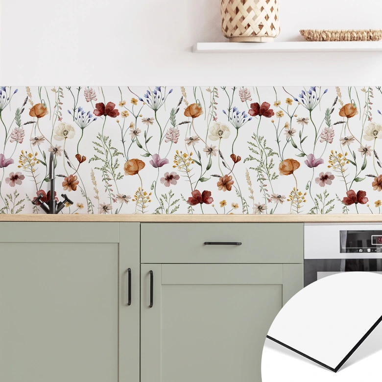 Küchenrückwand Bunte Wildblumen - UN Designs - Alu-Dibond 