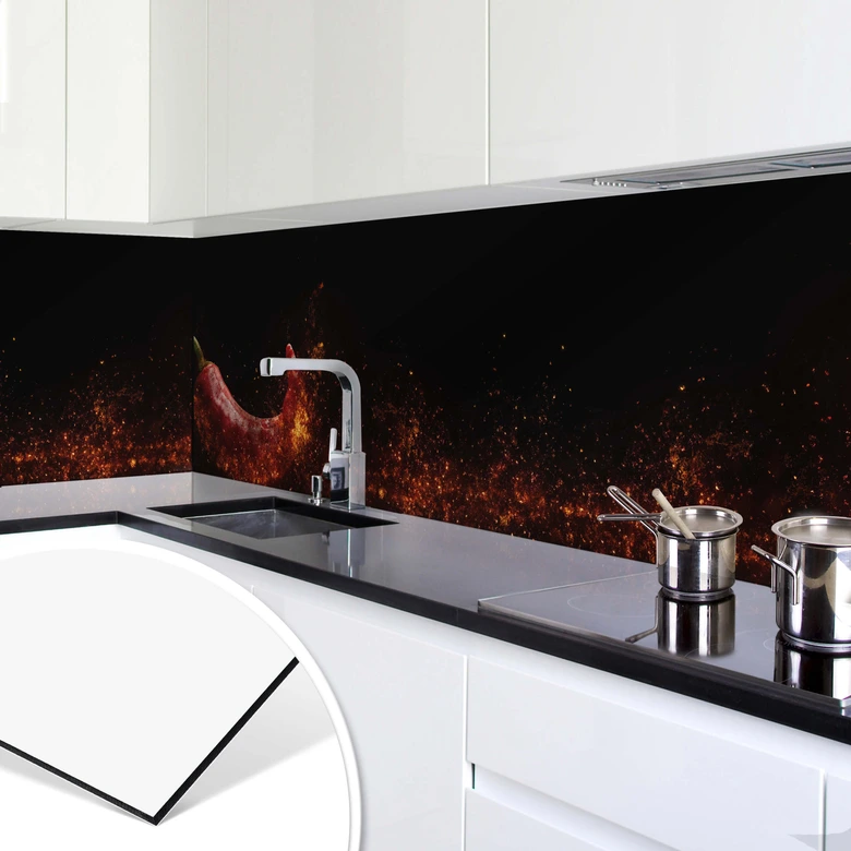 Küchenrückwand - Alu-Dibond - Chili on Fire 