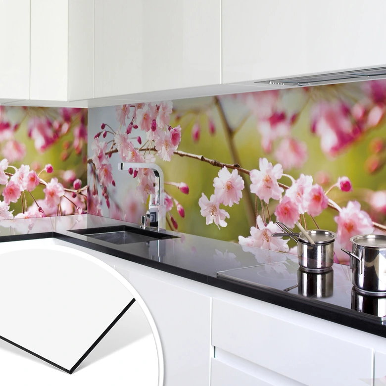 Küchenrückwand - Alu-Dibond- Cherry Blossoms 