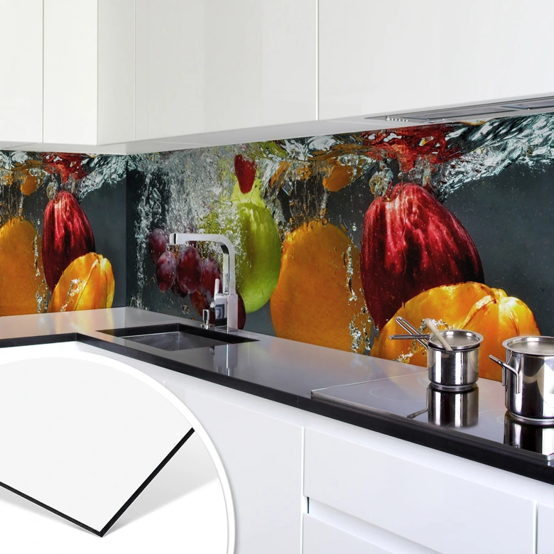 Keukenachterwand - Alu-Dibond Zilver - Verfrissend Fruit 