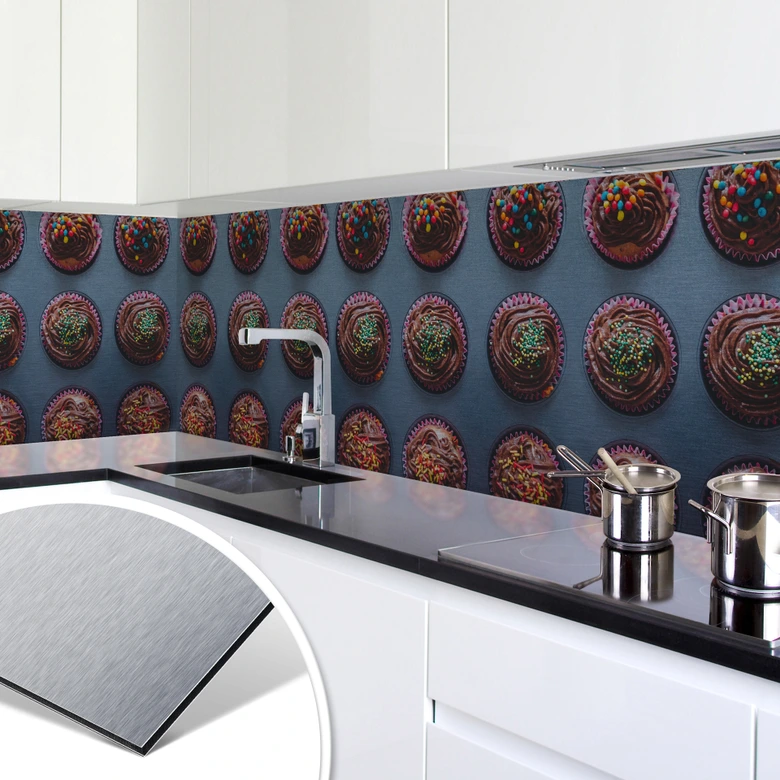 Keukenachterwand - Alu-Dibond Zilver - Birthday Muffins 