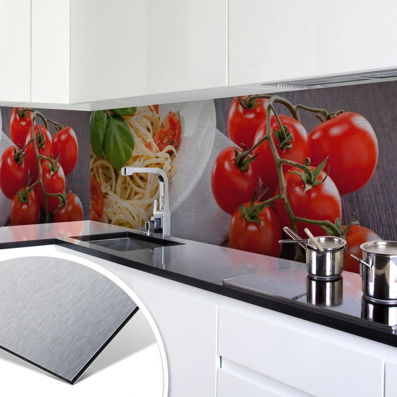 Küchenrückwand - Alu-Dibond-Silber - Pasta Itali 